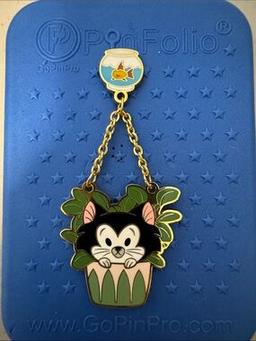 Boxlunch Figaro Cat in Planter Enamel Pin - Blue/Green
